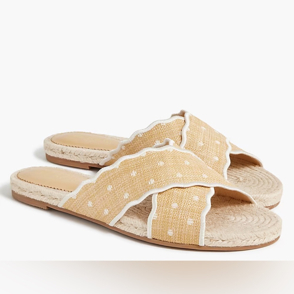 J. Crew Scalloped Polka-Dot Slide Sandals Women’s 10
